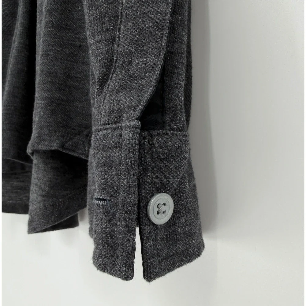 Banana Republic The Vintage T Mens XL Gray Knit Button Up Roll Tab Sleeve Shirt